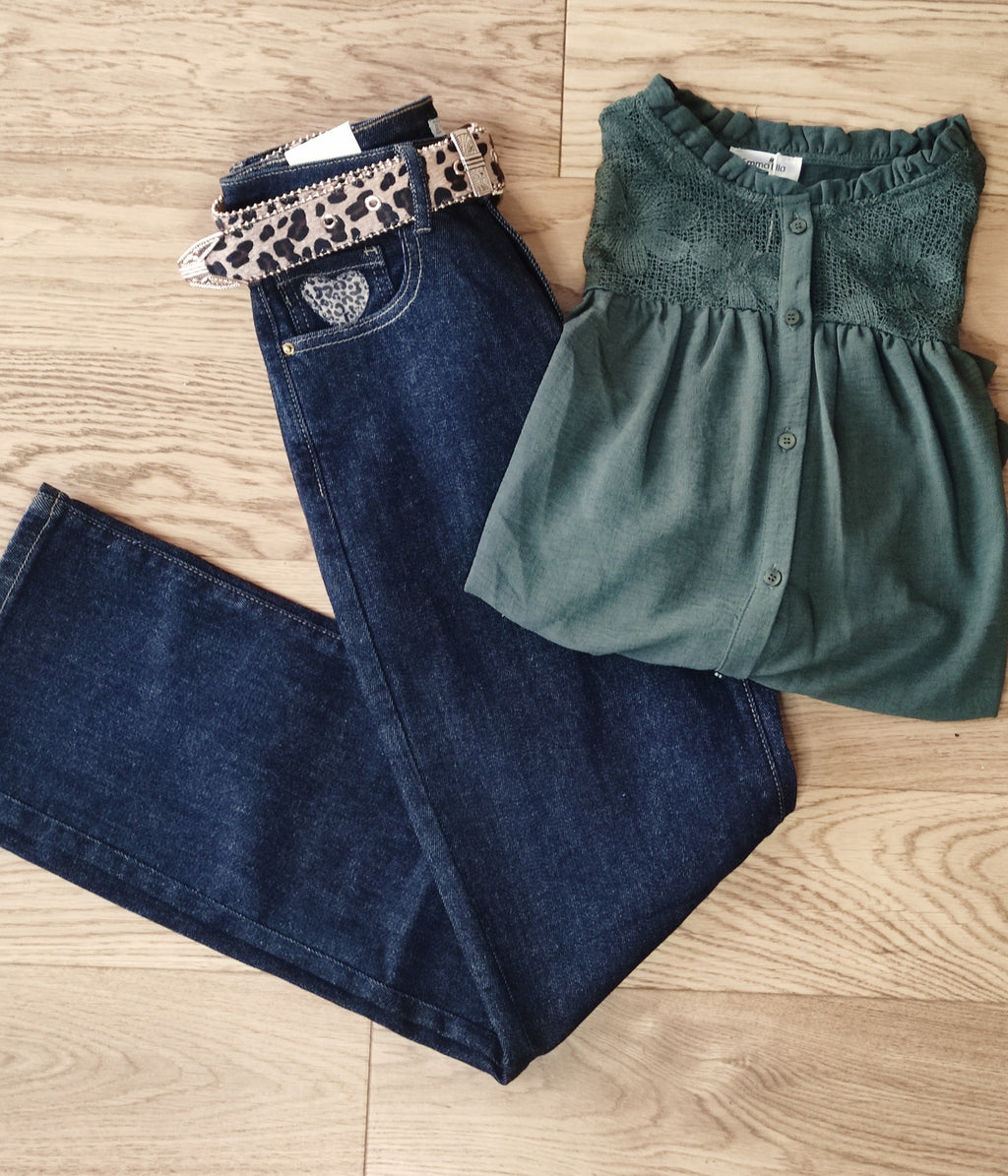 Pantalon Jeans"Cœur Léo" Chez Moze