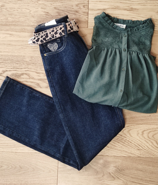 Pantalon Jeans"Cœur Léo" Chez Moze